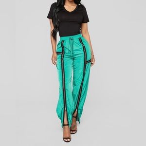 Fashion nova teal joggers with zippers